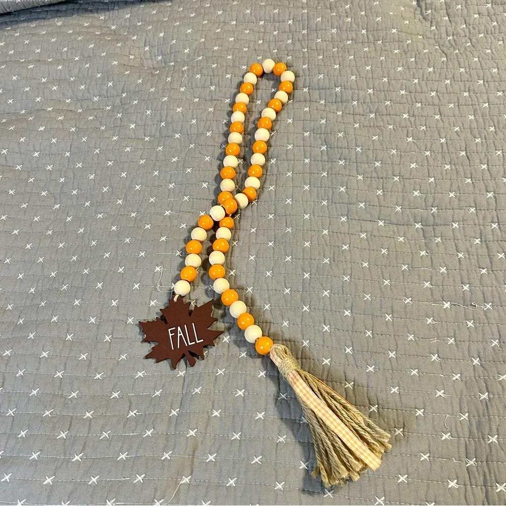 (Bundle 3 for $15) Autumn Wooden Beaded Table Decor with Tassel